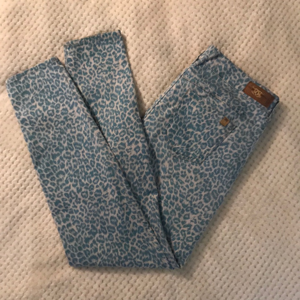 Light blue cheetah print jeans